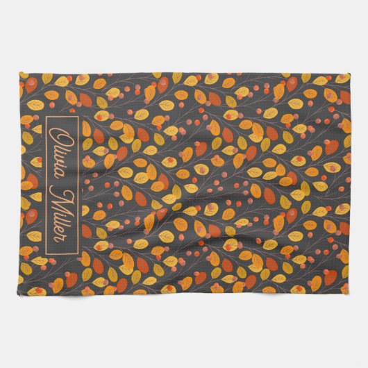Eigene Herbstleaves und Berries Geschirrtuch (Horizontal)
