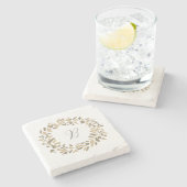 Eigene Herbstmalerei auf Monogramm-Krängung Steinuntersetzer (Seitenansicht)