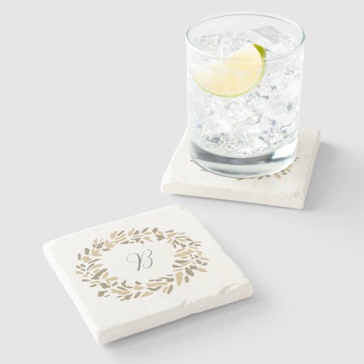 Eigene Herbstmalerei auf Monogramm-Krängung Steinuntersetzer (Seitenansicht)