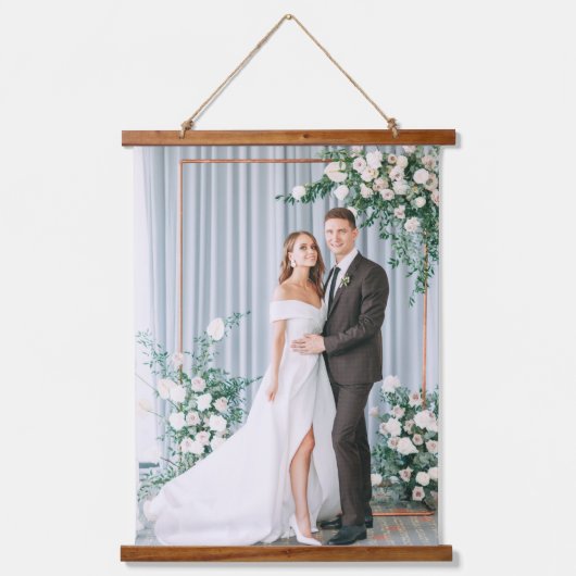 Eigene hinzufügen | Custom Wedding Foto Wandteppich Mit Holzrahmen (Vorderseite)