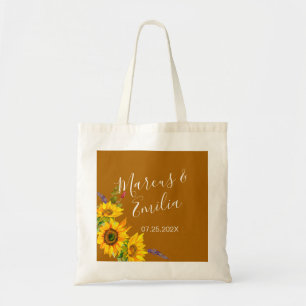 Eigene Hochzeit von Herbst-Sonnenblumen Tragetasche
