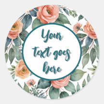 eigene Hochzeitsaufkleber pfirsichfarbene Rose euc