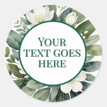 eigene Hochzeitsaufkleber, weiße Blume Eukalyptus