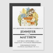 Eigene Hochzeitseinladung mit Wasserfarbengelände Magneteinladung (Vorne/Hinten)