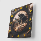 Eigene Holzbearbeitung von Pferd und Stall Quadratische Wanduhr (Winkel)