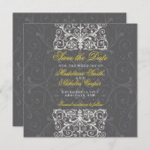 Eigene Holzkohle und Weißkohle Save the Date Vinta (Vorne/Hinten)