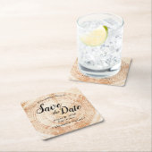 Eigene Holzscheibe Save the Date Einzigartige Hoch Rechteckiger Pappuntersetzer (Vor Ort)