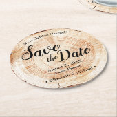Eigene Holzscheibe Save the Date Einzigartige Hoch Runder Pappuntersetzer (Angewinkelt)