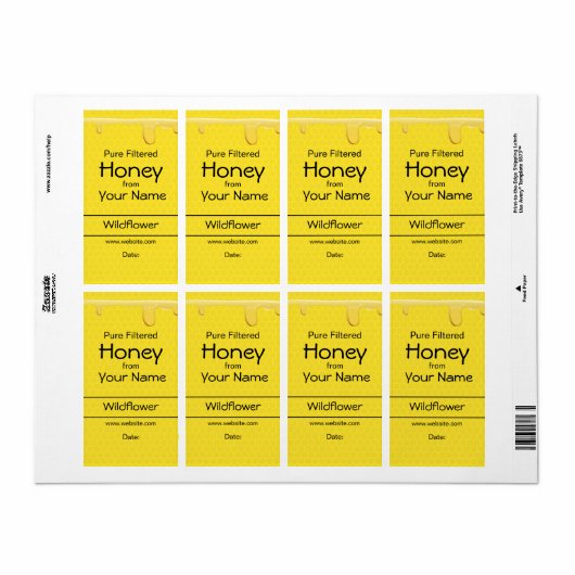 Eigene Honey Labels Honeycomb anpassbarer Text (Vorne)