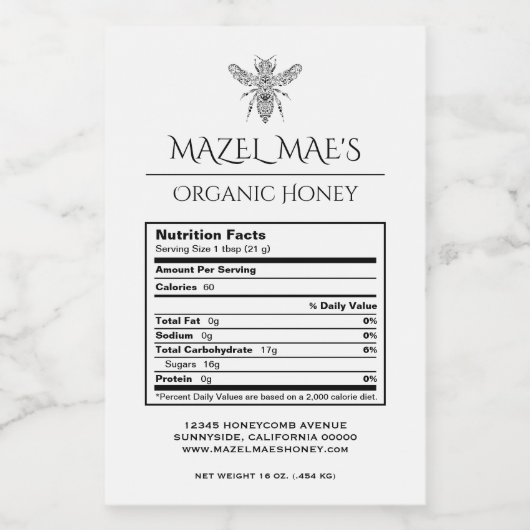 Eigene Honigernährungsmarken Lebensmitteletikett (Einzelnes Label)