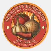 Eigene Hot Salsa-Label-Vorlage Runder Aufkleber (Vorderseite)