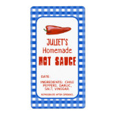 Eigene Hot Sauce Ihr Name Blue Karos Custom (Vorne)