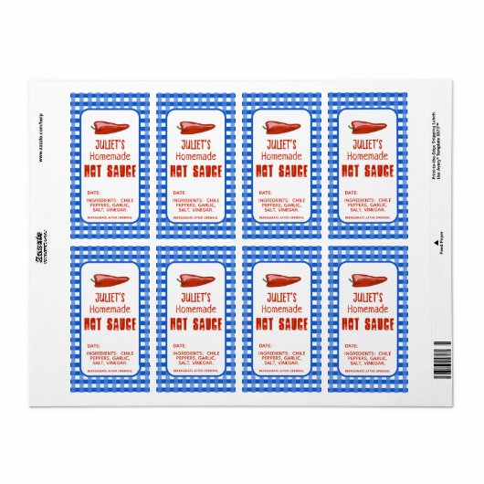 Eigene Hot Sauce Ihr Name Blue Karos Custom (Vorne)