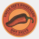 Eigene Hot Sauce Jalapeno Label-Vorlage Runder Aufkleber (Vorderseite)