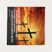 Eigene Inspiration Bible Verse Cross Sunset Wandteppich (Vorderseite (Horizontal))
