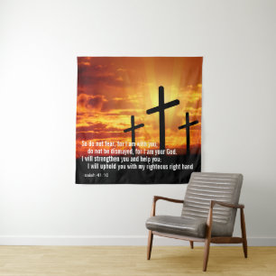 Eigene Inspiration Bible Verse Cross Sunset Wandteppich