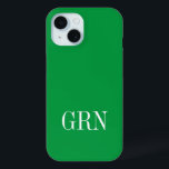 Eigene iPhone 15 Gehäuse in Ihrer Lieblingsfarbe d Case-Mate iPhone Hülle<br><div class="desc">Drucken Sie ein individuelles iPhone 15 Gehäuse in Ihrer Lieblingsfarbe. Personalisieren Sie Ihre eigenen Namensinitialen oder ein benutzerdefiniertes Monogramm. Ein grünes und weißes Beispiel. Auch für ältere Smartphone-Modelle verfügbar. Wechseln Sie in Ihre bevorzugte Farbkombination. Cooles Telefonzubehör für Damen und Herren.</div>