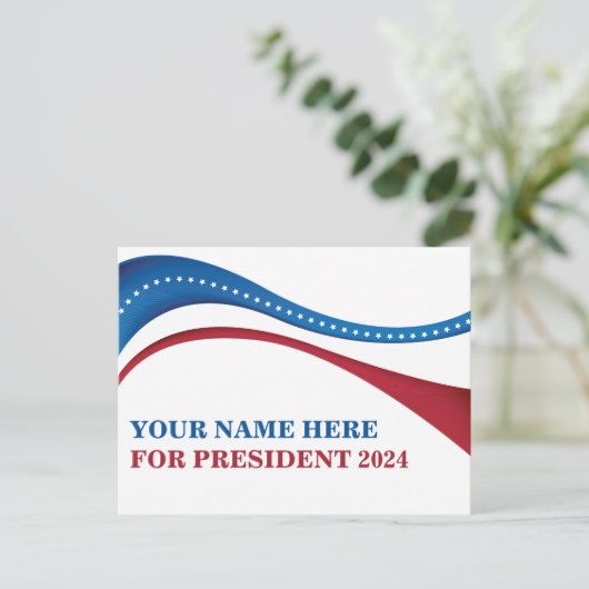 Eigene Kandidatur für den Präsidenten 2024 hinzufü Postkarte (Stehend Vorderseite)