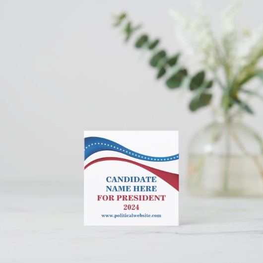 Eigene Kandidatur für den Präsidenten 2024 hinzufü Quadratische Visitenkarte (Stehend Vorderseite)