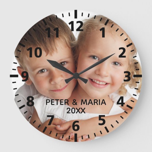 Eigene Kinder Fotos Jahr Große Wanduhr (Vorderseite)