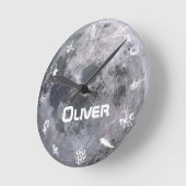 Eigene Kinder Name Moon Space Astronaut Runde Wanduhr (Winkel)