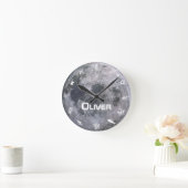 Eigene Kinder Name Moon Space Astronaut Runde Wanduhr (Zuhause)