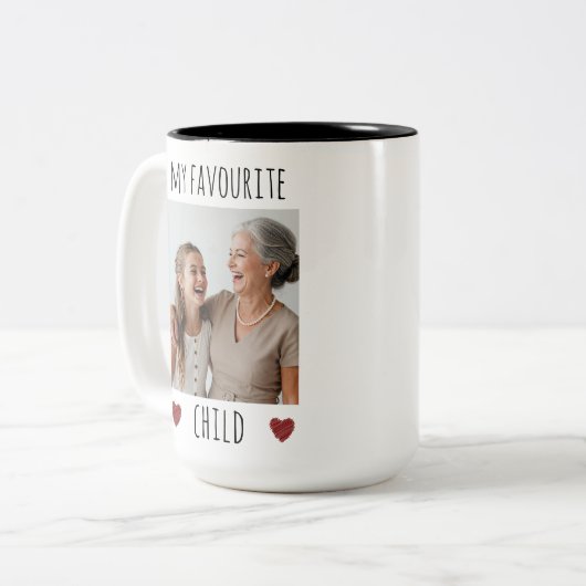 Eigene Kinderfreude 2 Foto Zweifarbige Tasse (Vorderseite Links)