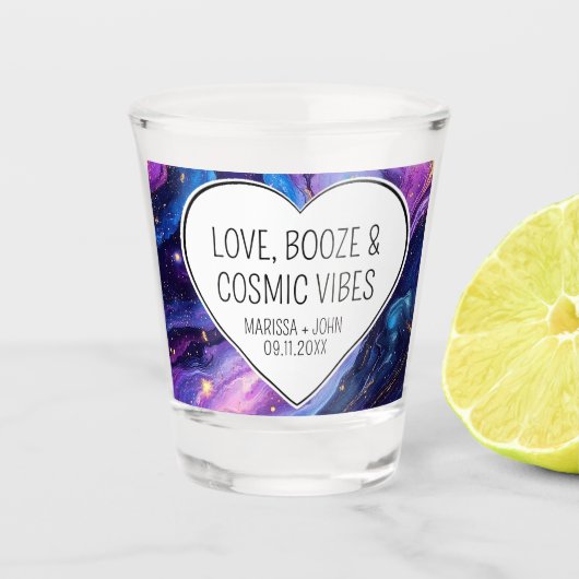 Eigene Liebe, Booze, Cosmic-Vibes-Hochzeit Schnapsglas (Vorderseite)