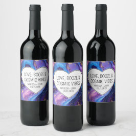 Eigene Liebe, Booze, Cosmic-Vibes-Hochzeit Weinetikett
