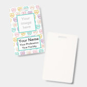 Eigene Liebe Süßwarenherzen - Weißes Abzeichen Ausweis (Vorder- & Rückseite)