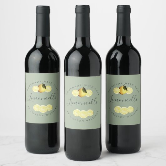 Eigene Limoncello Flasche Etikett Grün (Flaschen)