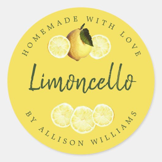 Eigene Limoncello-Marke Gelb Runder Aufkleber (Vorderseite)