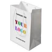 Eigene Logo-Text-Werbeaktion Geschenktasche Mittlere Geschenktüte (Vorderseite Schrägansicht)
