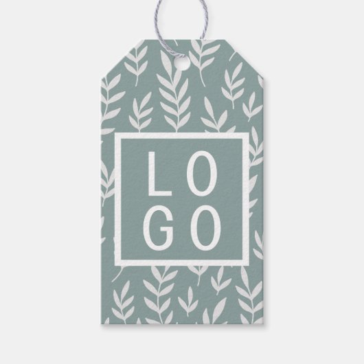 EIGENE LOGO TROPICAL BOTANIC LEAF PATTER SAGE GREE GESCHENKANHÄNGER (Vorderseite)