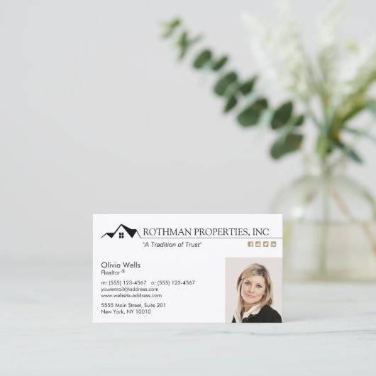 Eigene Logos Real Anwesen Agent Foto-Geschäft hinz Visitenkarte (Stehend Vorderseite)