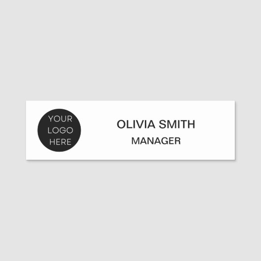 Eigene Logos Weiß Minimalistisch Namensschild (Vorderseite)