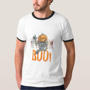 Eigene Marke Weiß und Orange Grunge Halloween T-Shirt