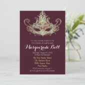 Eigene Masquerade Ball Einladungen - Weinfarbe (Stehend Vorderseite)