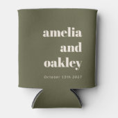 Eigene Minimalistische Olive Fall Retro Custom Wed Dosenkühler (Vorderseite)