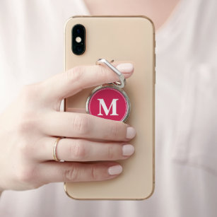 Eigene, moderne Girly Pink White Monogram, initial Handy Ring