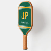 Eigene Monogram Name Initials Retro Green Gold Pickleball Schläger (Links)