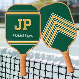 Eigene Monogram Name Initials Retro Green Gold Pickleball Schläger