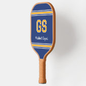 Eigene Monogram Name Initials Retro Navy Gold Pickleball Schläger (Links)