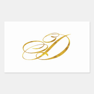 Eigene Monogramm-D-Imitat Goldfolie-Monogramme Rechteckiger Aufkleber