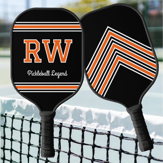 Eigene Monogramm Name Initialen Retro Orange Pickleball Schläger