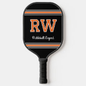 Eigene Monogramm Name Initialen Retro Orange Pickleball Schläger (Vorderseite)