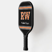 Eigene Monogramm Name Initialen Retro Orange Pickleball Schläger (Links)