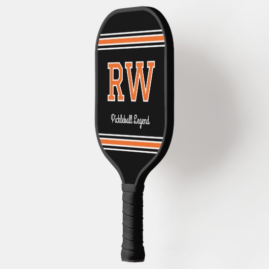 Eigene Monogramm Name Initialen Retro Orange Pickleball Schläger (Links)