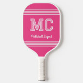 Eigene Monogramm Name Initialen Retro Rosa Weiß Pickleball Schläger (Vorderseite)