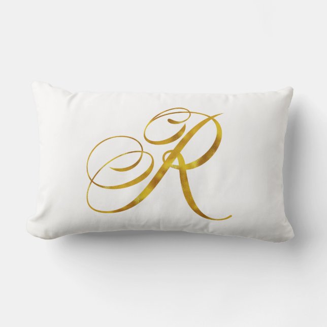 Eigene Monogramm R-Imitat Goldfolie-Monogramme Lendenkissen (Vorderseite)